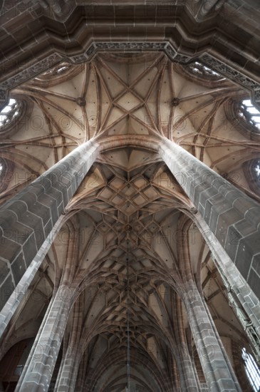Gothic vault, completed in 1477, St Lawrence Church, Nuremberg, Middle Franconia, Bavaria, Germany,