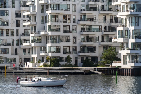 Residential buildings, apartment buildings, condominiums, at the harbour, Havneholmen, near