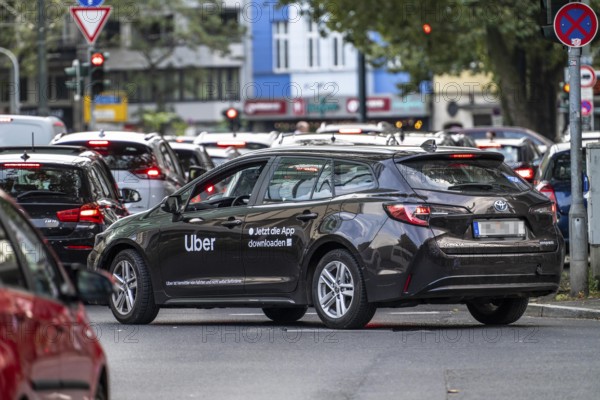 Rental car, taxi, provided to passengers via an app by the online hire service Uber, in Düsseldorf,