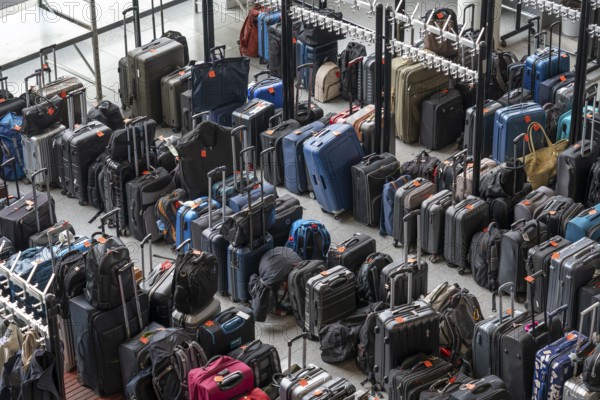 Luggage storage, cloakroom, in an exhibition hall, at the Hannover Messe, Lower Saxony, Germany,
