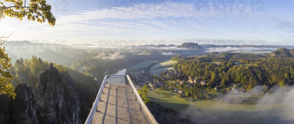 Sunrise in Saxon Switzerland, Rathen, Saxony, Germany, Europe
