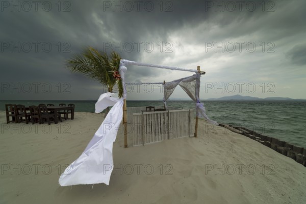 Tourism, hotspot, photo point for selfies and influencers, at sunrise and stormy wind, Sivalai