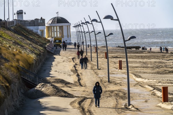 Beach promenade, bandstand, Borkum, island, East Frisia, winter, season, autumn, Lower Saxony,