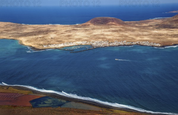 View from the Mirador del Río viewpoint, designed by artist César Manrique, of the island of La