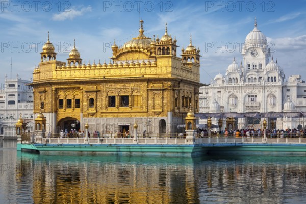 Sikh gurdwara Golden Temple (Harmandir Sahib) . Holy place of Sikihism. Amritsar, Punjab, India,
