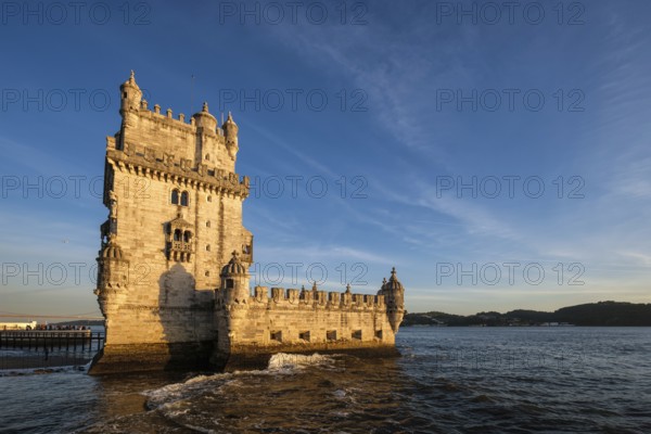 Belem Tower or Tower of St Vincent, famous tourist landmark of Lisboa and tourism attraction, on