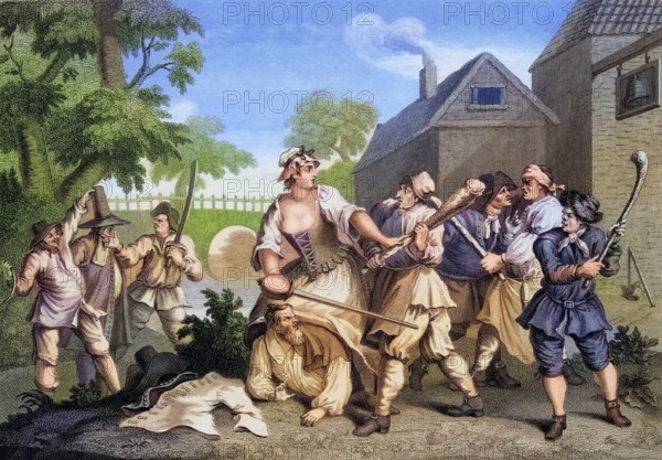 Hudibras The Knight Submits to Trulla Engraved by F F Walker after Hogarth from The Works of