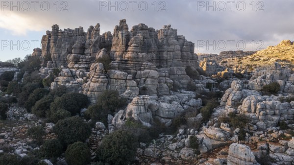 Bizarre limestone rock formations, El Torcal nature reserve, Torcal de Antequera, Malaga province,