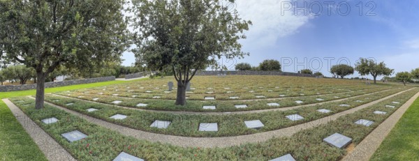 Panoramic photo wide view over part of German military cemetery inaugurated in 1974 by Volksbund