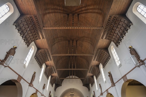 Wooden vault of St Otto's Church, built from 1912 to 1914 in Art Nouveau style, Siechenstraße 61,