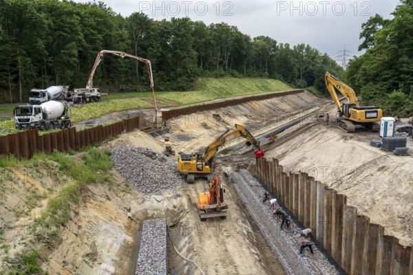 Renaturalisation work on the Boye, Emscher tributary, now sewage-free, the wastewater flows in the