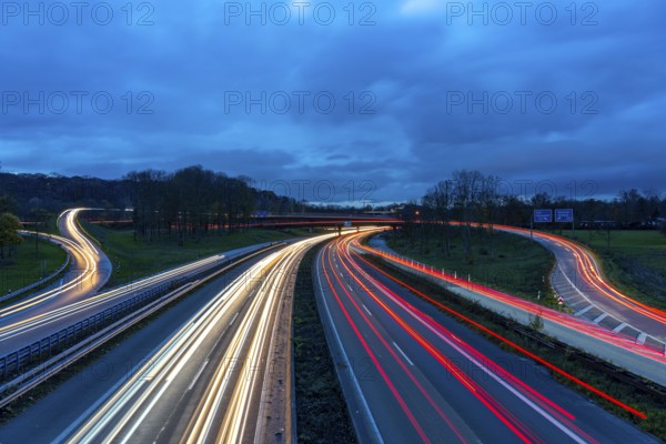 The Kaiserberg motorway junction, A40 motorway, Ruhr expressway, crosses the A3, bridge landscape,