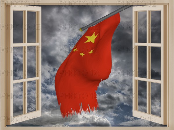 Symbolic image, fragile alliances, China versus USA-EU-Japan, Western value system, world stock