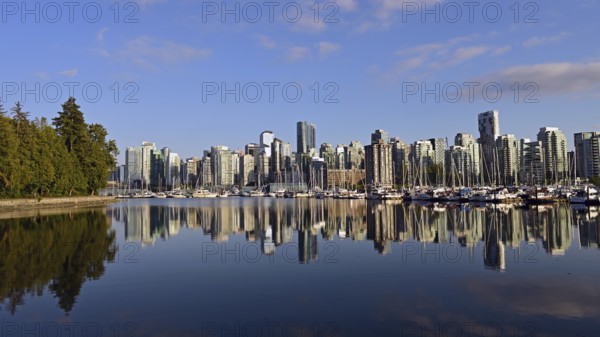 Vancouver skyline with Coal Harbour, photographed from Stanley Park, Vancouver, Canada, North