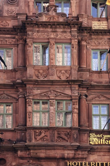 Multi-storey bay window of the Haus zum Ritter, Renaissance building built in 1592 since 1705 Inn,