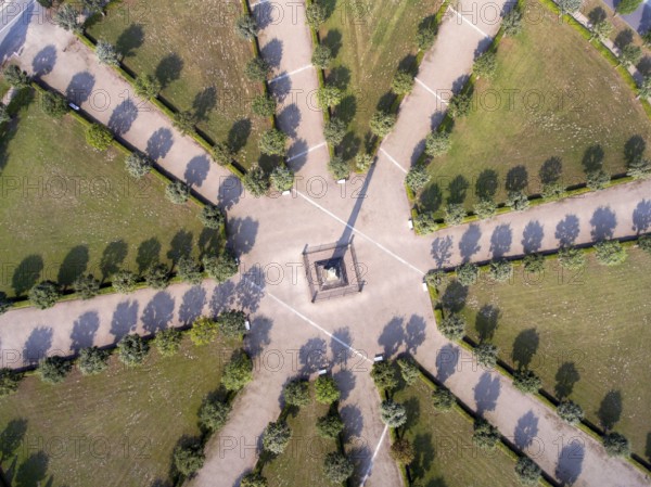 Aerial view of the circus in Putbus on the island of Rügen. The Circus Putbus is considered to be