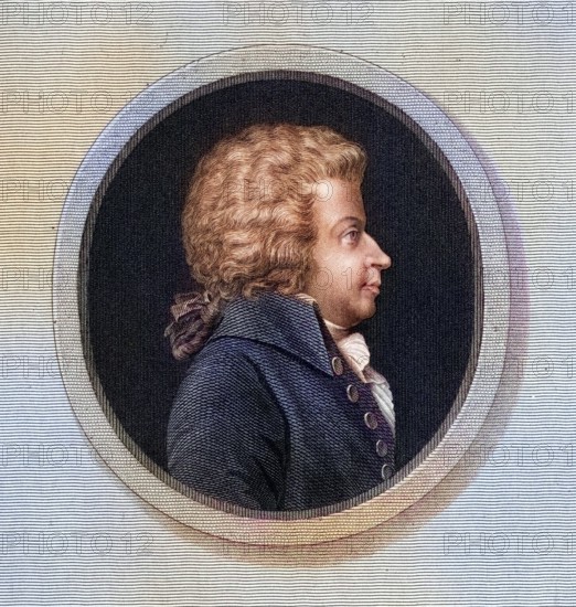 Wolfgang Amadeus Mozart 1756-1791, German composer. From the book Gallery of Portraits, published