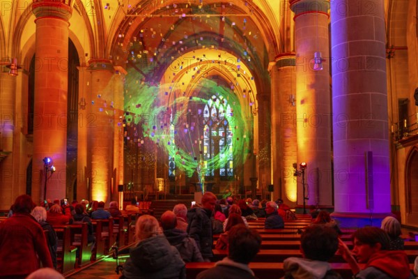 Essen Light Festival, in the city centre, light art light and blessing, in Essen Cathedral, by the