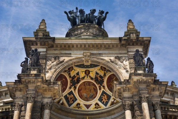 Semperoper in the Old Town, architecture, attraction, famous, equestrian statue, opera, music,