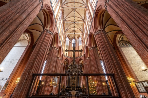 Interior of the church of St Nikolai in the Hanseatic city of Wismar, Mecklenburg-Western