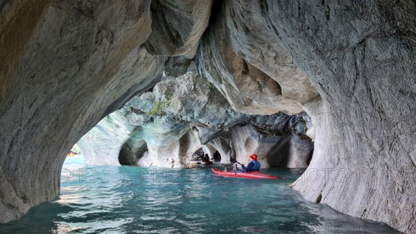 Capillas de Marmol in Lago General Carrera in Patagonia on the Carretera austral, Patagonia, Chile,