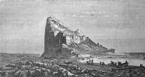Gibraltar in 1880, Historical, digital reproduction of an original from the 19th century