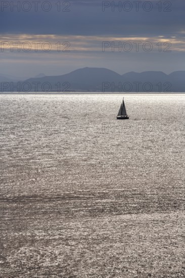 Sailboat, silhouette, Playas de Papagayo, evening sky, Monumento Natural de Los Ajaches nature park