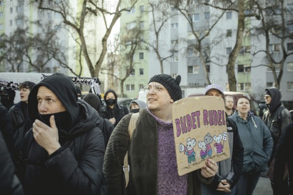 Protesters at a demonstration against the final rally of Beatrix von Storch and the AfD in the