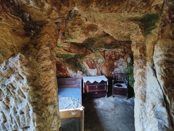 Cave flats in Langenstein, district of Halberstadt, Harz county, Saxony-Anhalt, Germany, Europe