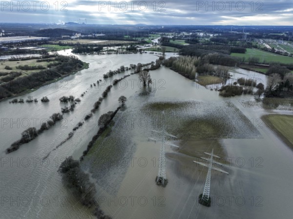 Marl-Haltern am See, North Rhine-Westphalia, Germany, Flooding on the Lippe, river in the Ruhr