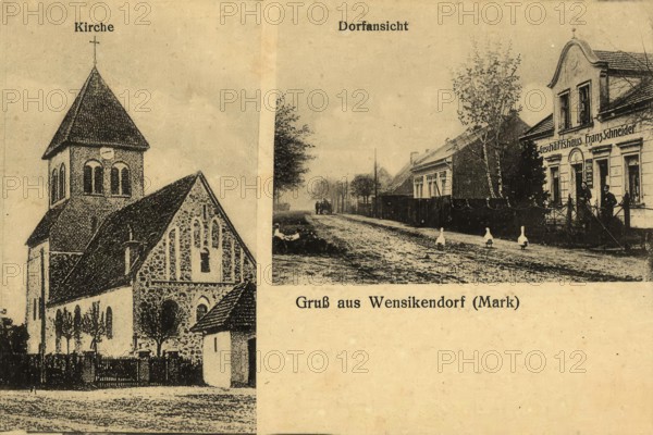 Historical postcard, picture postcard, greeting from Wensikendorf (Mark), Oberhavel, Brandenburg,