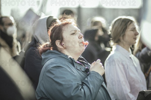 Protesters at a demonstration against the final rally of Beatrix von Storch and the AfD in the
