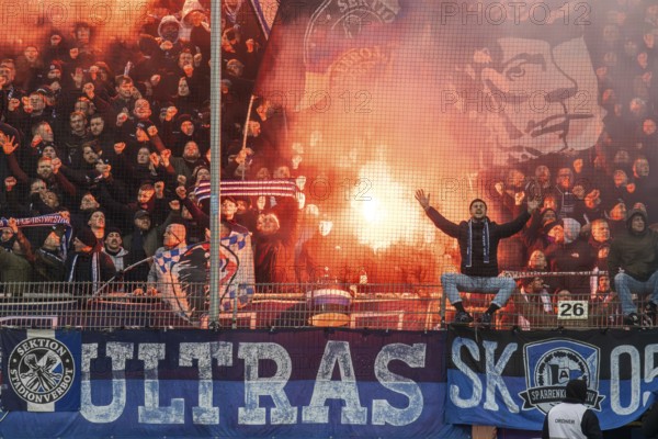 Football 3rd division, season 2024/25, matchday 19: Waldhof Mannheim vs Arminia Bielefeld. Picture: