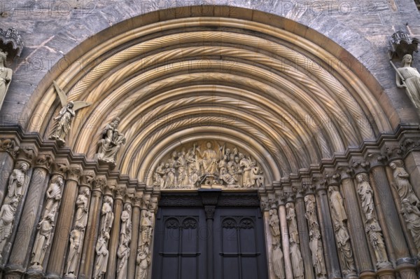 Depiction of the Last Judgement in the tympanum, princely portal, main portal, Bamberg Cathedral of