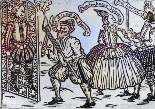 From the book The Spanish Tragedy, a theatre play by Thomas Kyd, 1898. Reproduction of the title
