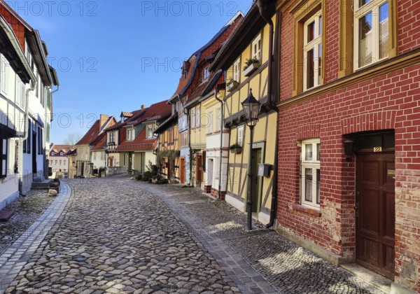 Half-timbered houses with cobblestones in Wassertorstraße, Old Town of the World Heritage City of
