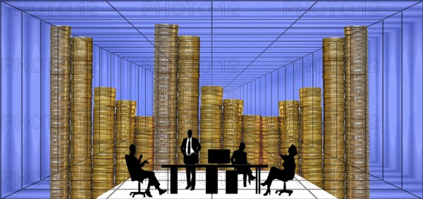 Symbol photo, financial market, stock market, charts, chart prices, rising, falling, telephoning