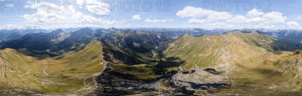 Alpine panorama, Carnic main ridge, view of Sesto Dolomites, Carnic High Trail, Carnic Alps,