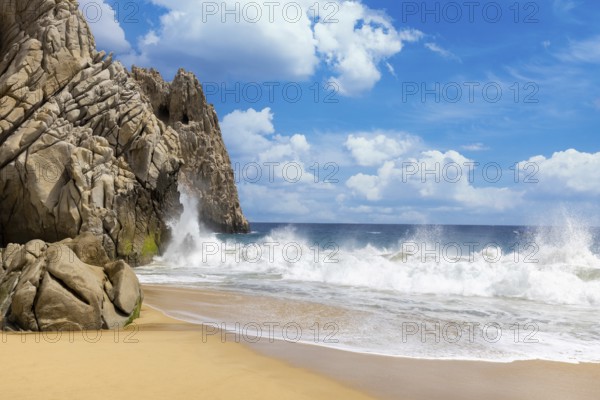 Scenic Los Cabos travel destination Playa del Divorcio, Divorce Beach located near famous Arch of