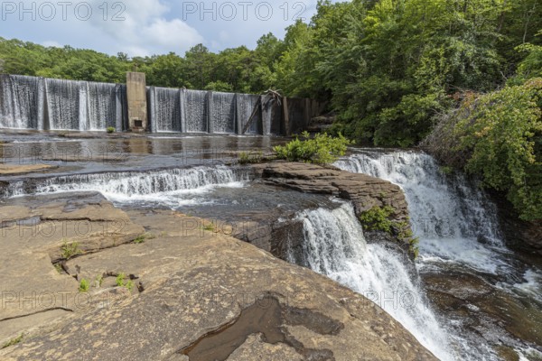 A. A. Miller dam and the upper section of Desoto Falls on the Little River at Desoto State park