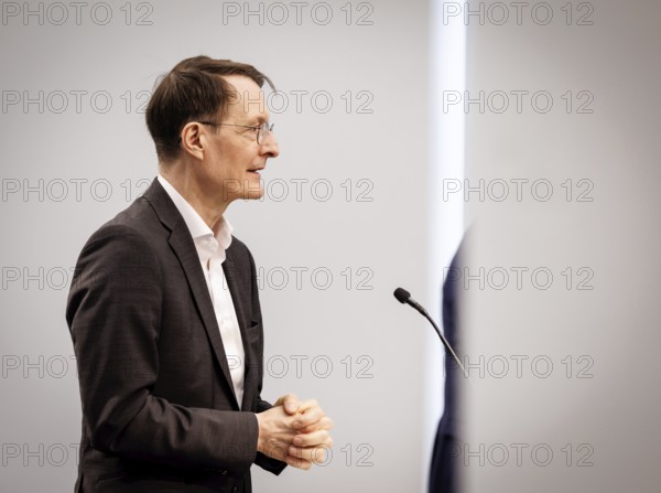 Prof Karl Lauterbach (SPD), Federal Minister of Health, at a press conference on the talks with