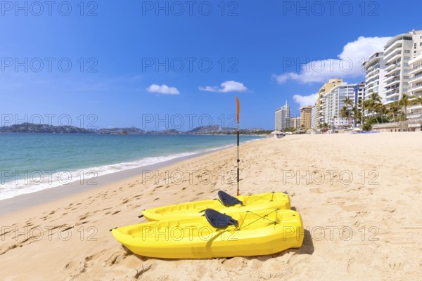 Mexico, Acapulco resort beaches and scenic ocean views near Zona Dorada Golden Beach zone, Central