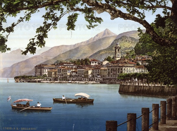Bellagio, General view, Lake Como, Italy, c. 1895, Historical, digitally restored reproduction from