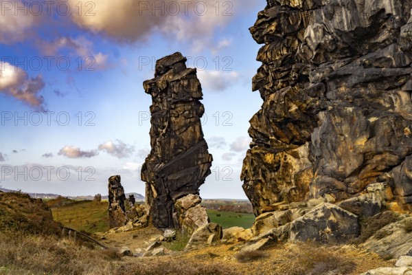 The Devil's Wall rock formation in the Harz district near Thale and Weddersleben, Saxony-Anhalt,