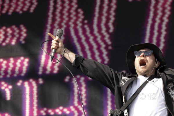 Adenau, Germany, 7 June 2024: Enter Shikari (Roughton Rou Reynolds, singer) play at Rock am Ring.