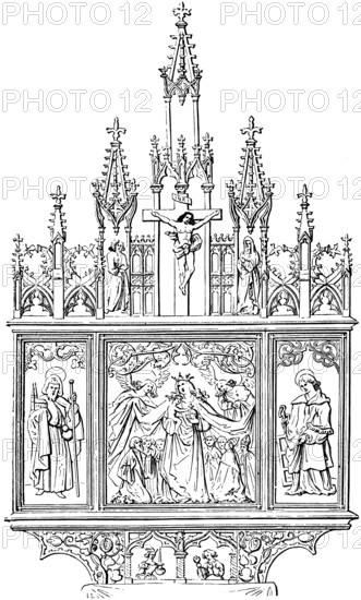 Altar in the Agustinian monastery or Augustinian church in Nuremberg, biblical scenes, crucifixion