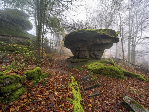 Devil's Table rock formation, Großer Waldstein, Fichtelgebirge, Upper Franconia, Franconia,