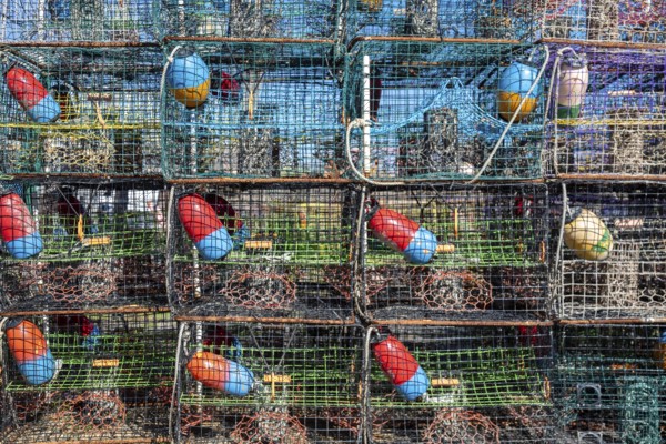 Shell Beach, Louisiana - Traps for blue crabs on a dock in St. Bernard Parish, southeast of New