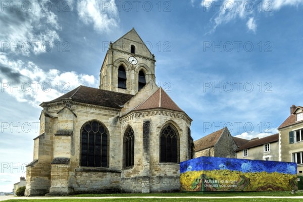 Auvers-sur-Oise. Notre-Dame-de-l'Assomption church painted by Vincent Van Gogh. Val-d'Oise