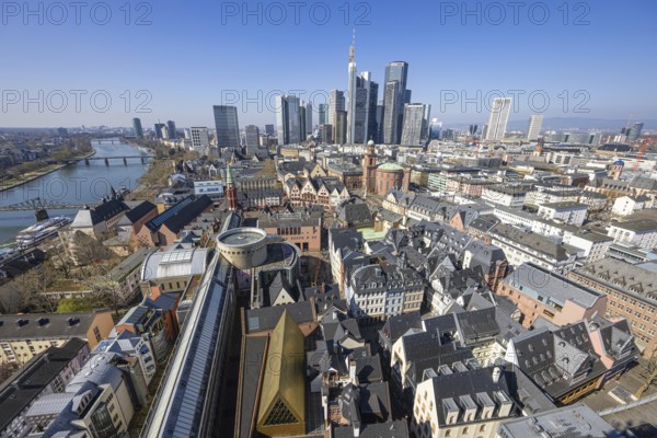 The view from St. Bartholomew's Cathedral takes in Frankfurt city centre and the banking skyline,